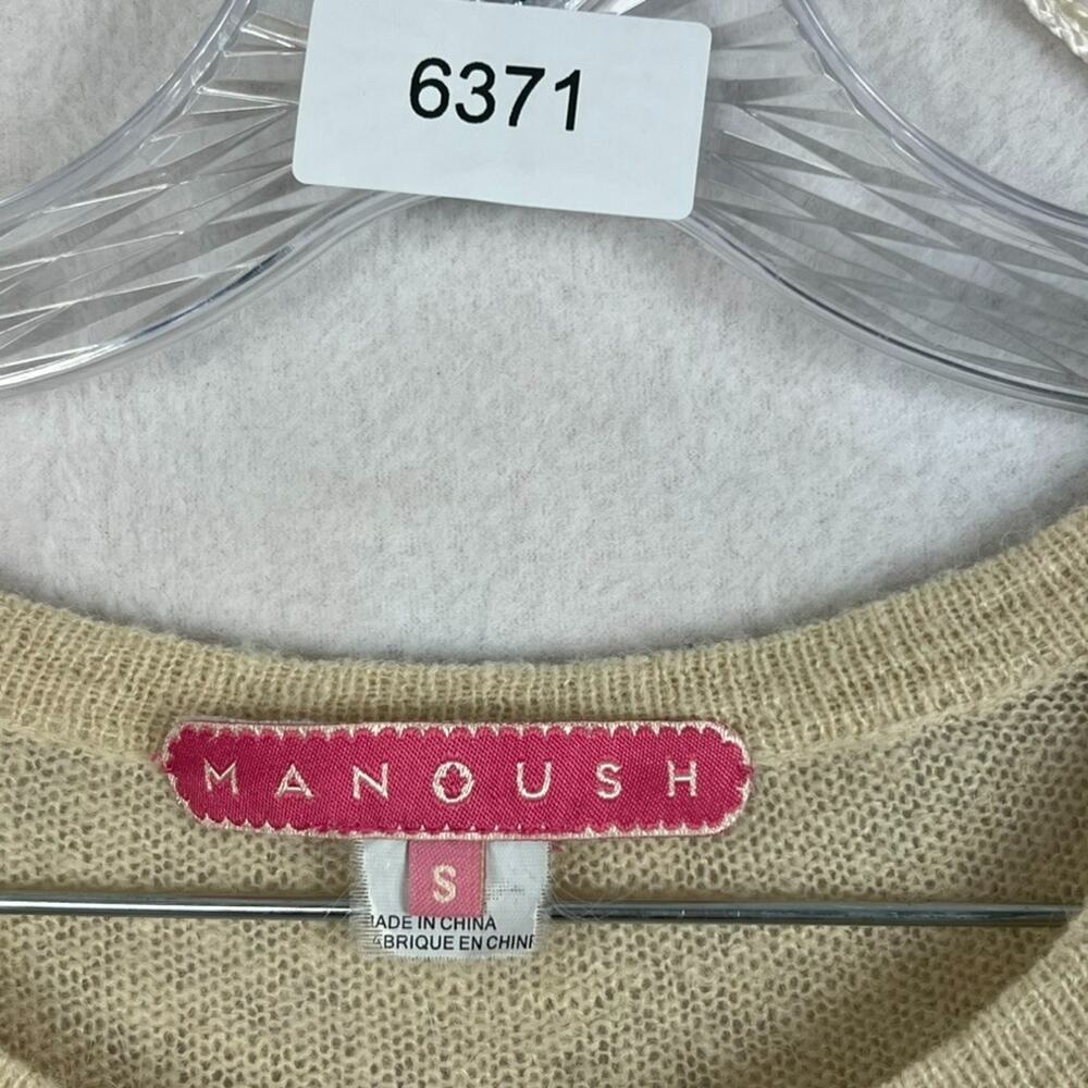 Manoush Sweater Women's Size Small Bow Back Open Knit Alpaca Blend Silk Combo - Picture 3 of 8